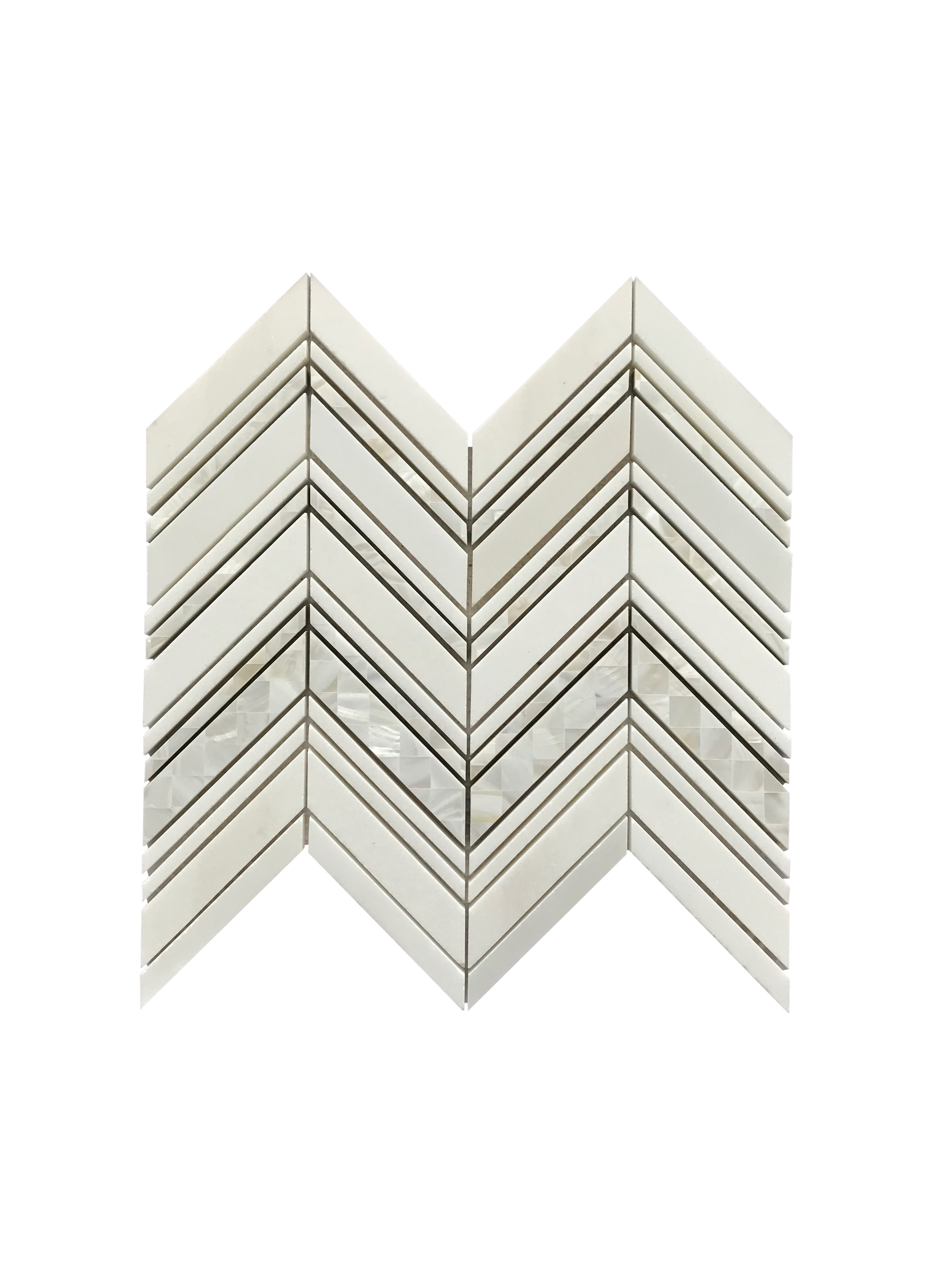 CHEVRON - THASSOS , CHINESE ,PURE WHITE & MOP 